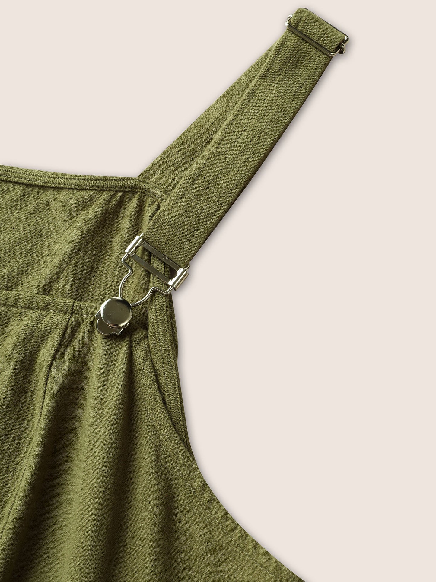 Solid Patched Pocket Adjustable Straps Belted Dress