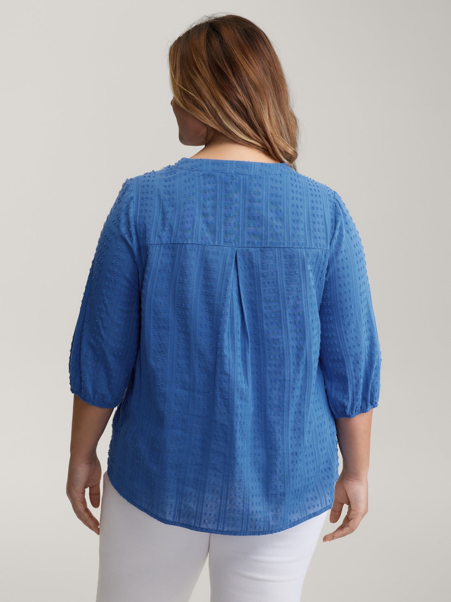 Textured Pleated Notched Neckline Blouse
