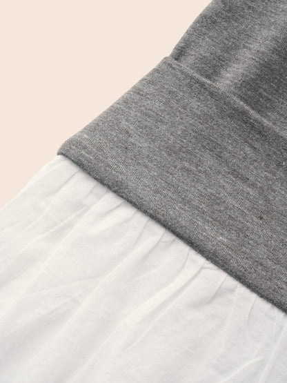 Contrast Patchwork Hooded Sweatshirt Dress