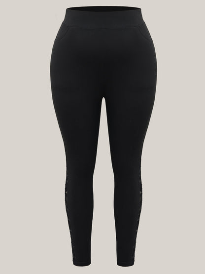 Lace Mid-Rise Tight Pants