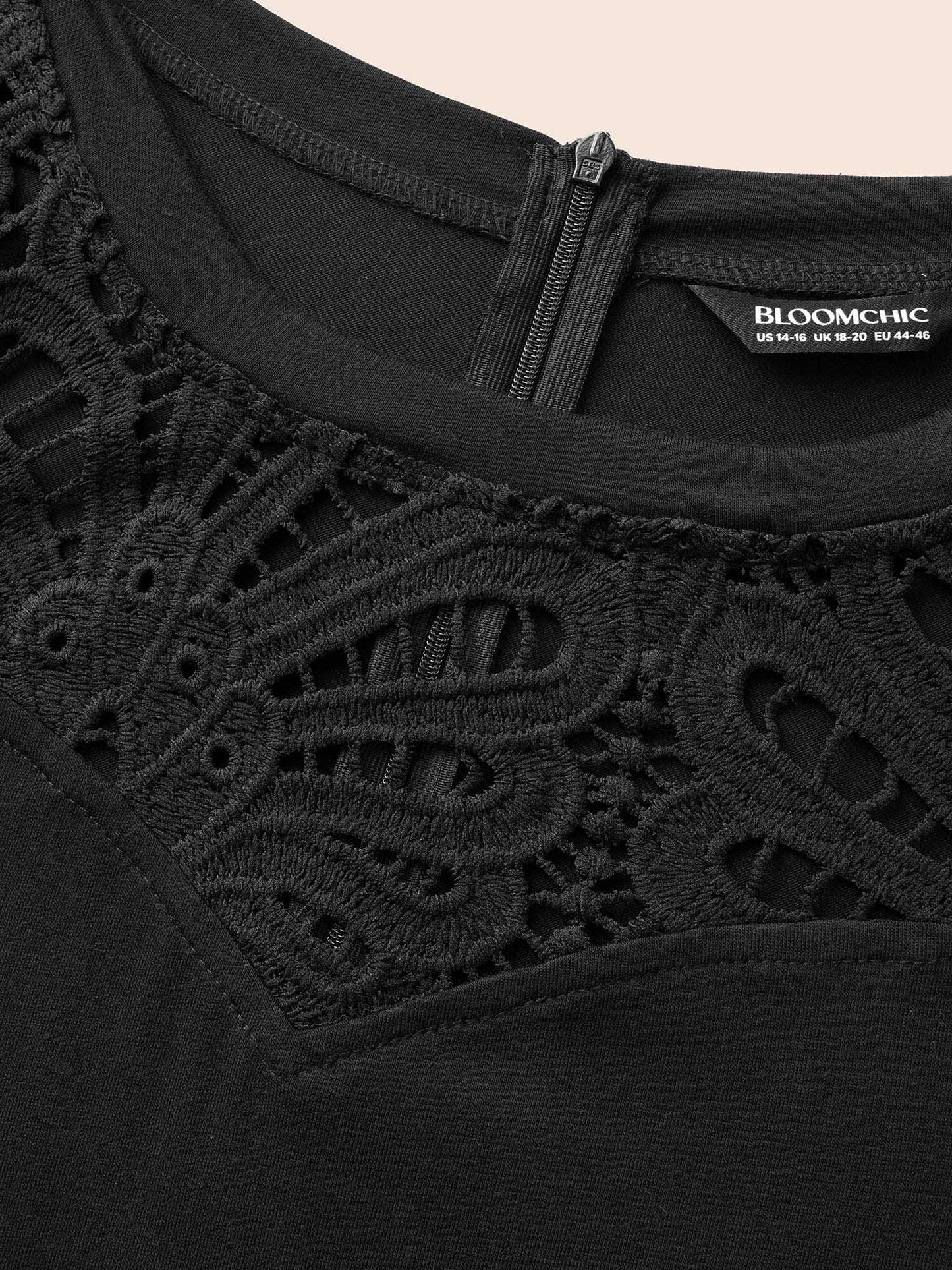 Crew Neck Crochet Lace Cut Out Jumpsuit