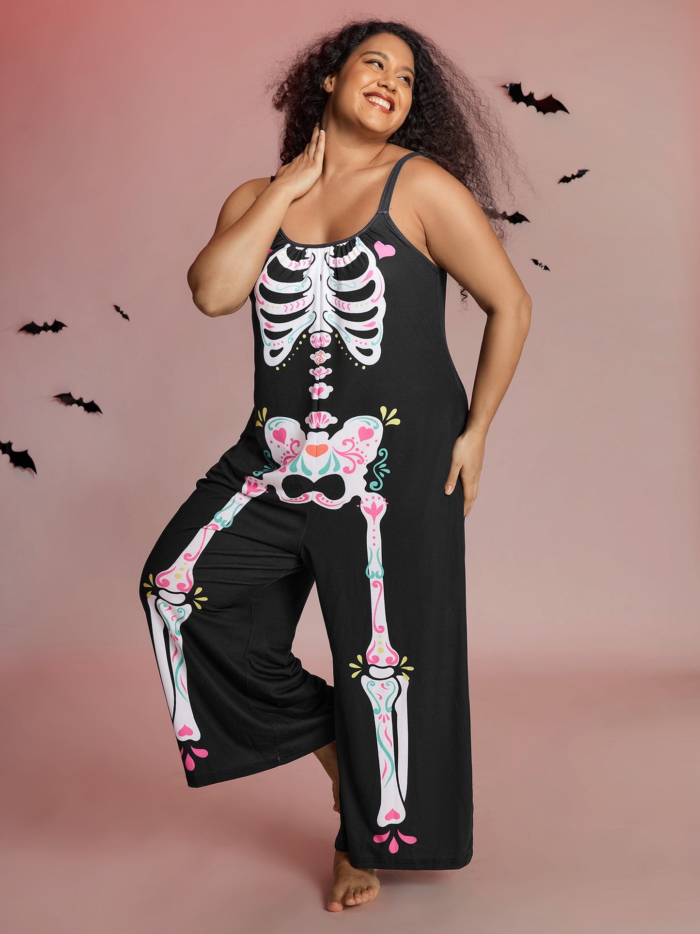 Cool Skeleton Print Stretchy Lounge Jumpsuit