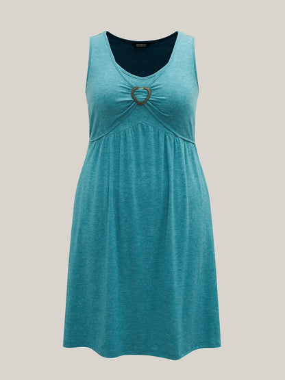 Buckle Detail Ruched Midi Knit Dress