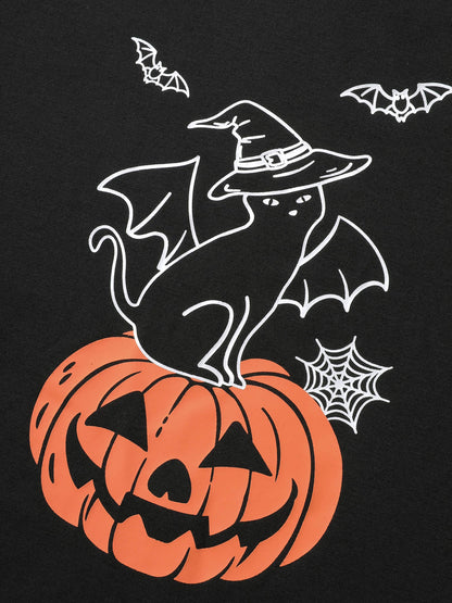 Pumpkin Cat Shoulder Laser Cut-Out Sweatshirt