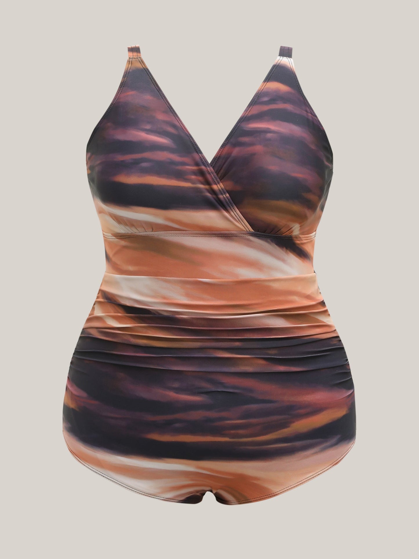 Two-Piece Ombre Gradient Surplice Swimsuit, Sarong
