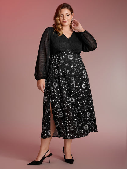 Starry Adventure Contrast Sheer Midi Dress