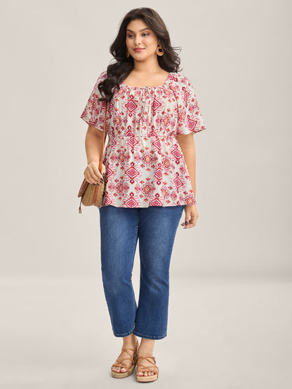 Floral Neck-Tie Babydoll Top