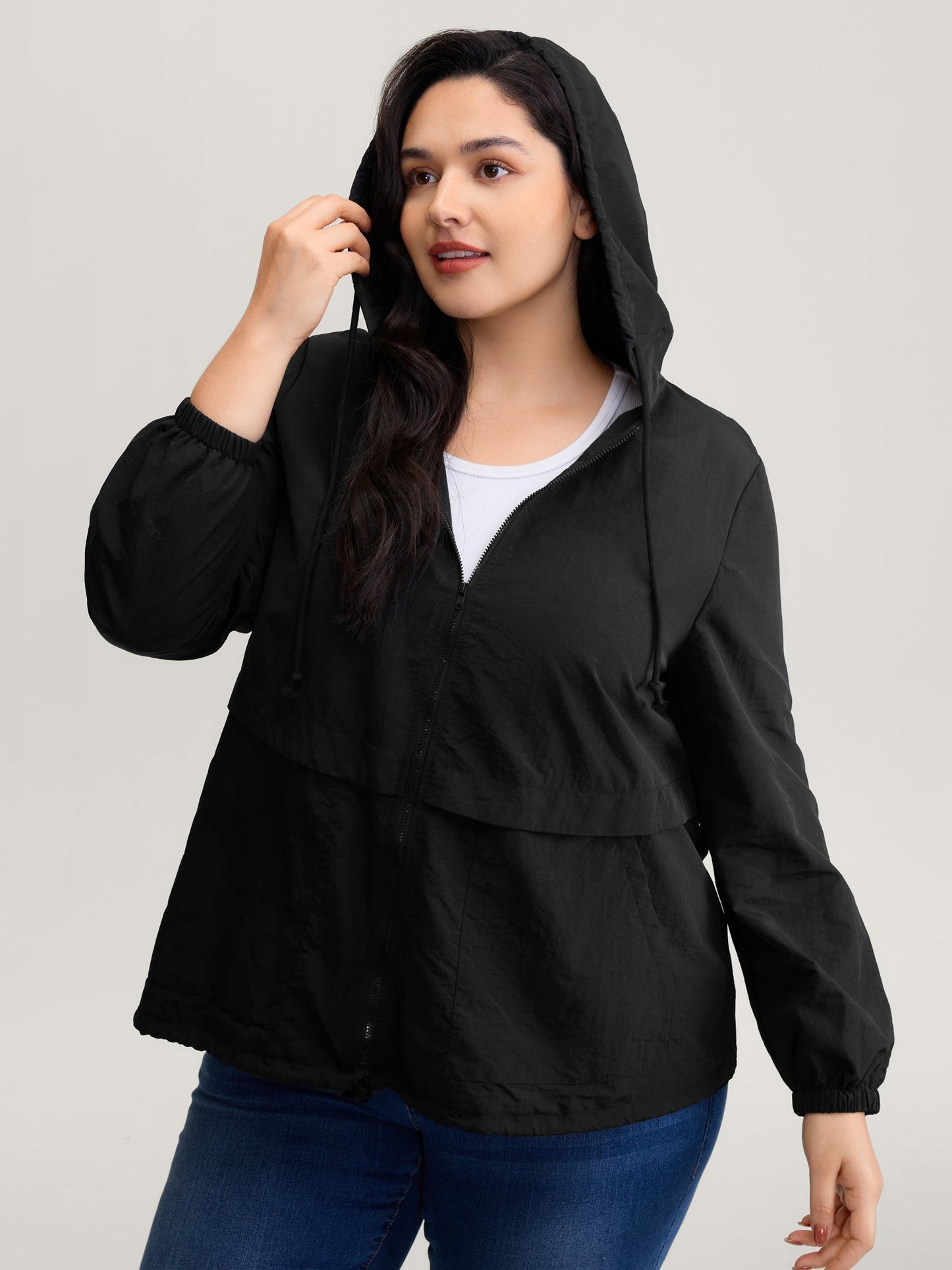 Water-Resistant Hooded Lined Zipper Jacket