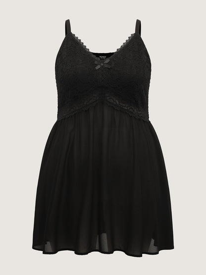 Lace Trim Waist Cut-Out Sleep Dress