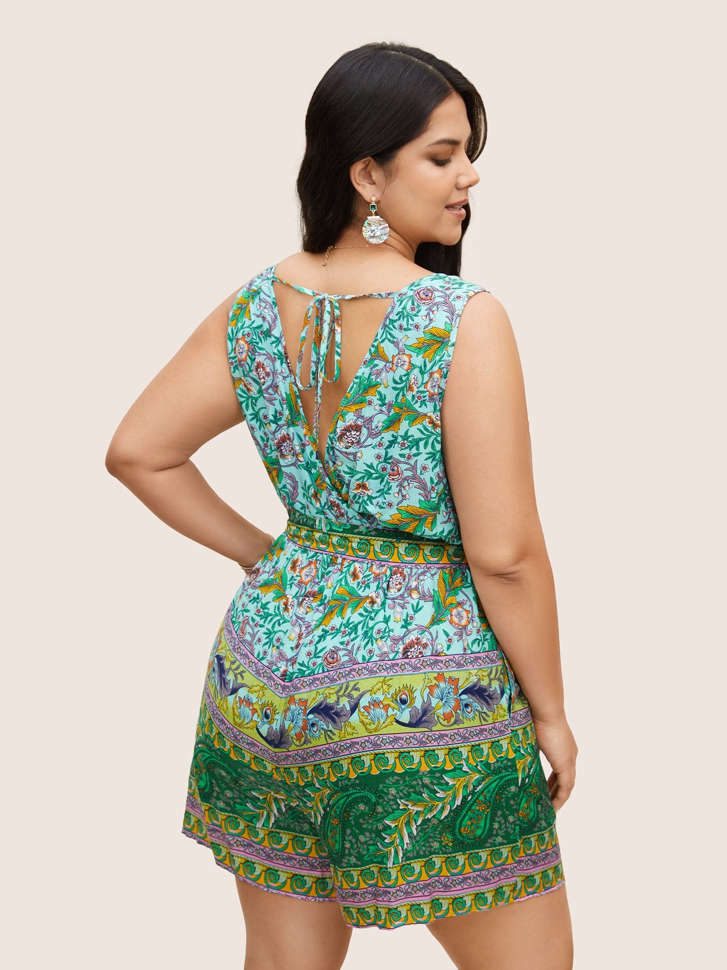 Bandana Print Wrap Belted Ties Romper