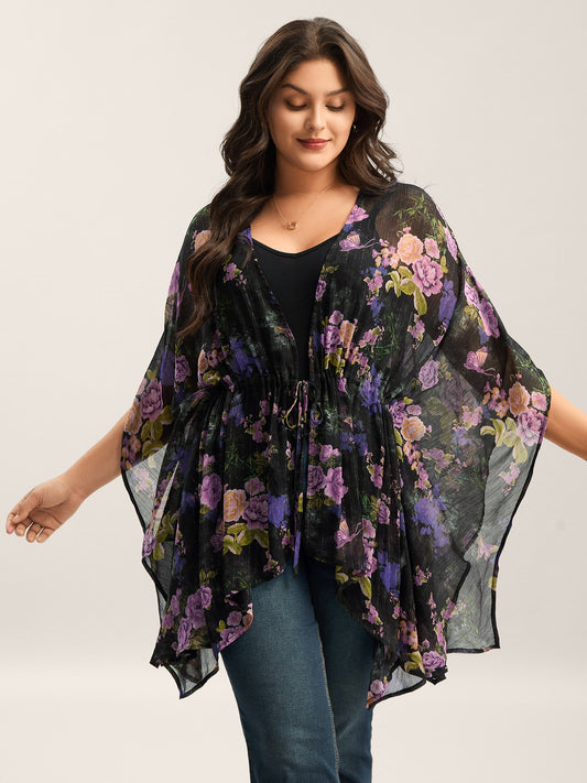 Gold Silver Wire Mesh Drawstring Kimono