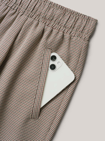 Houndstooth Print Drawstring Waist Pants