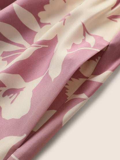 Silhouette Floral Print Wrap Ruffle Cap Sleeve Dress
