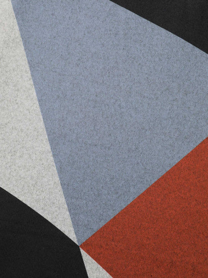 Round Neck Geometric Colorblock Contrast Dress