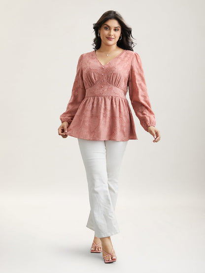 Textured Waist-Cinched Lined Button Shirt