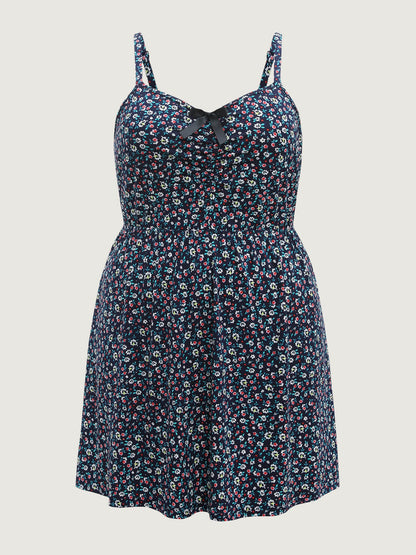 Delicate Floral Print Pockets Cami Midi Dress