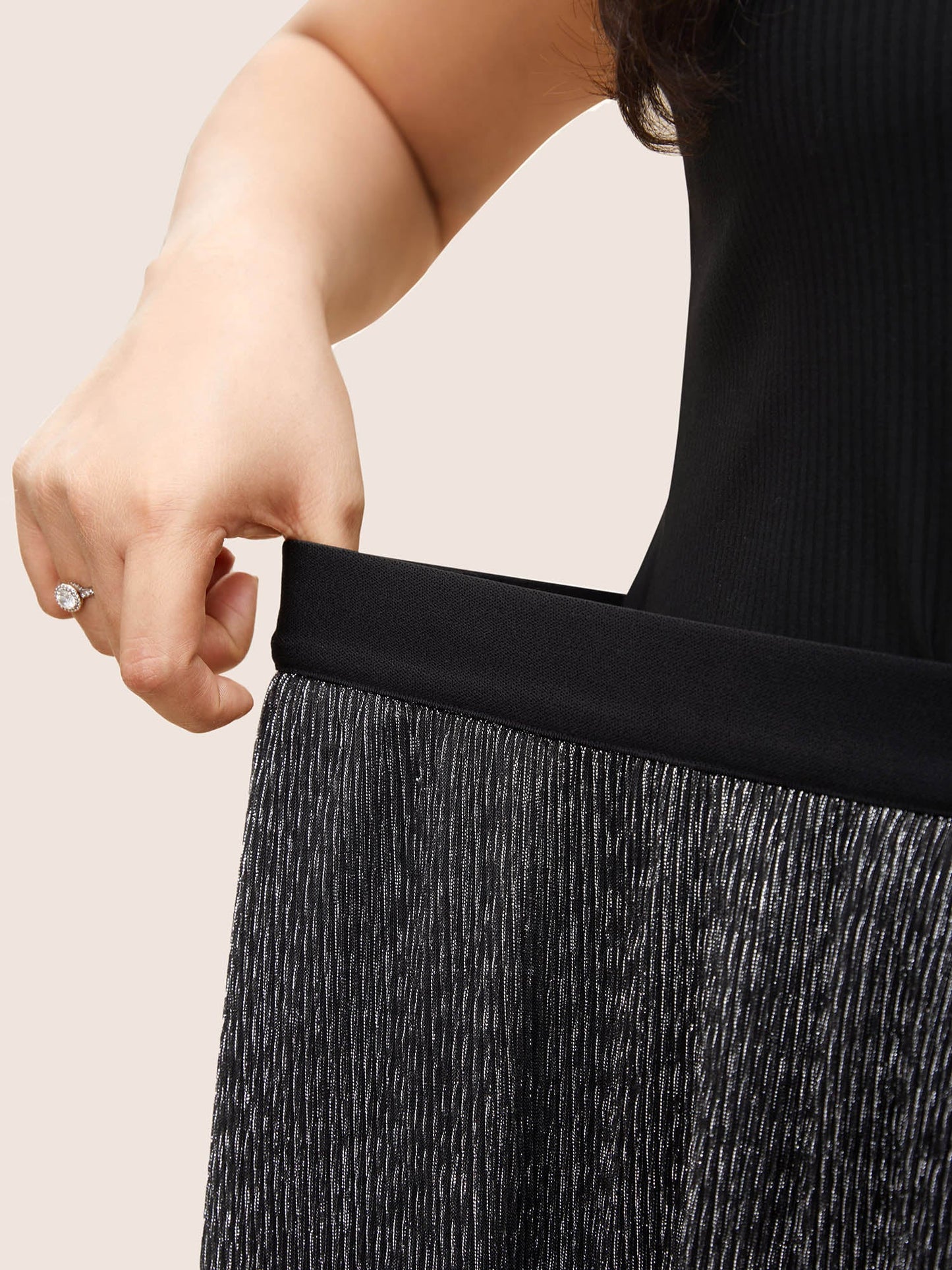 Glitter Mesh Patchwork Texture Pocket Skirt