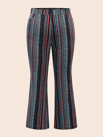 Floral Pattern Midi-Rise Bootcut Legging