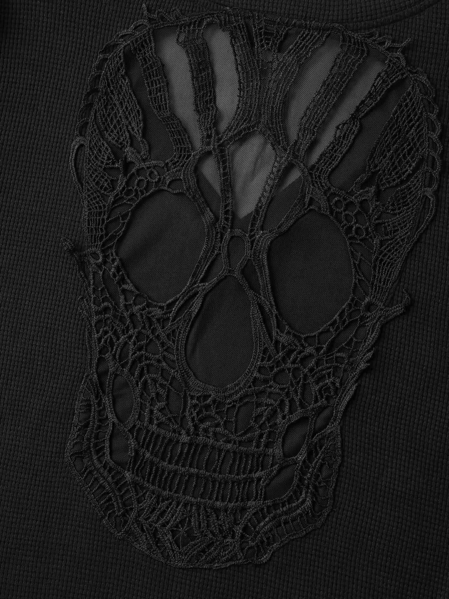 Sheer Lace Back Textured Sweatshirt