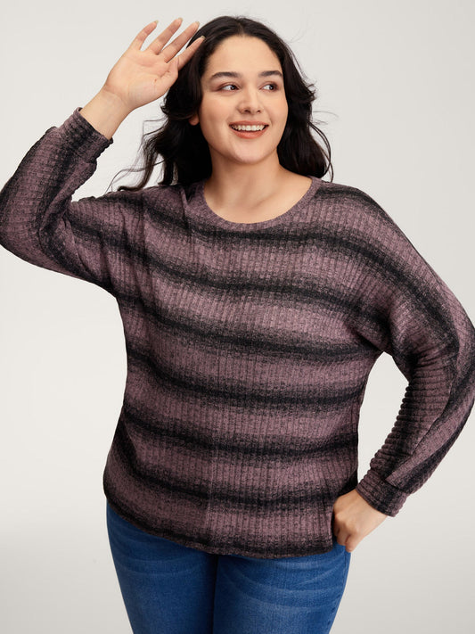 Textured Stripes Relaxed-Fit Sweatshirt