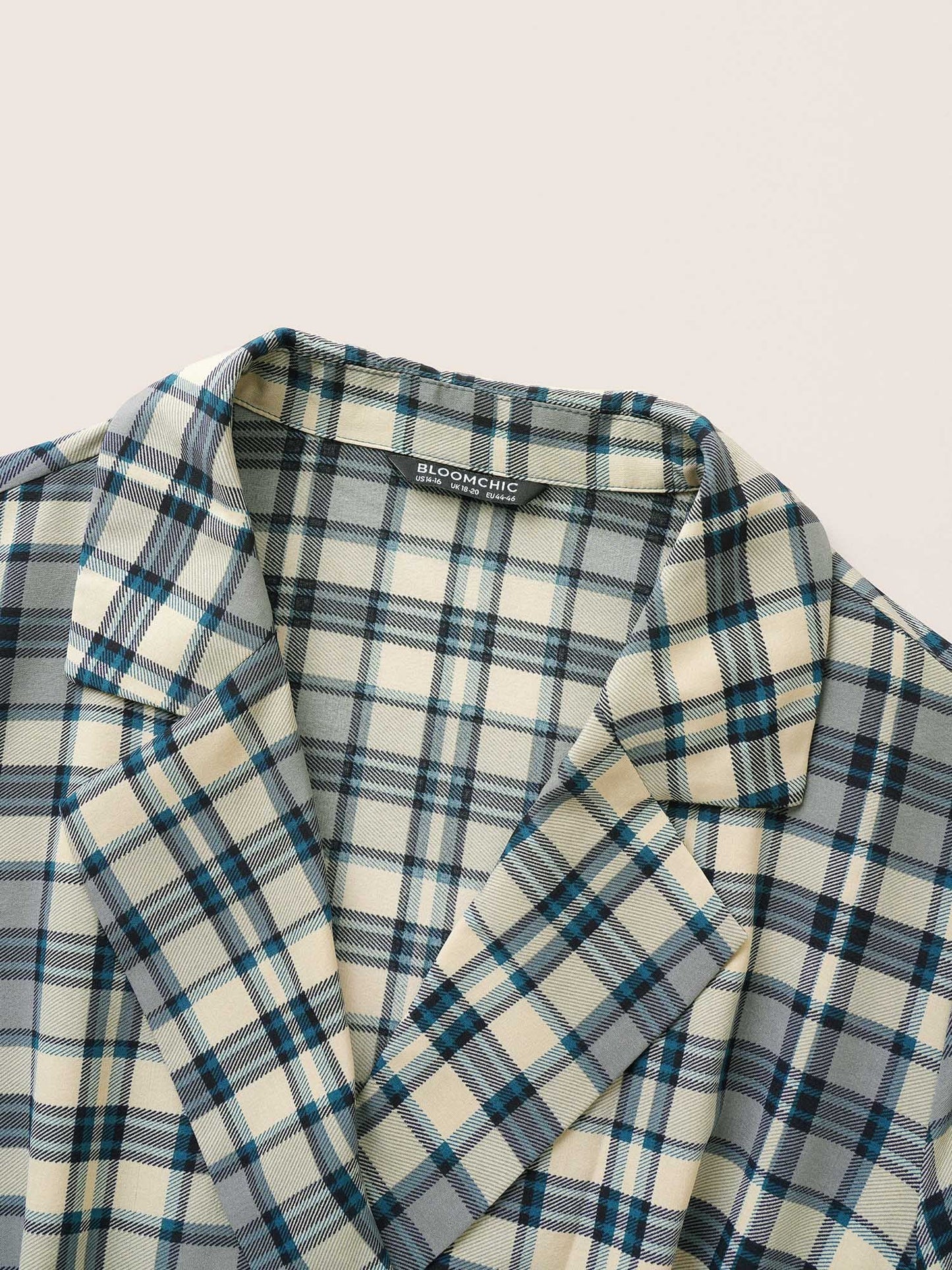 Plaid Suit Collar Pocket Belted Dress
