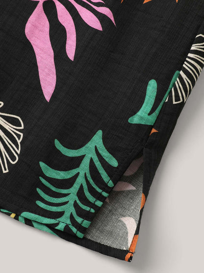 Multi-Color Leaf Print Tassels Blouse