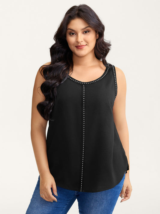 Round Neck Sequin Spliced Tank Top