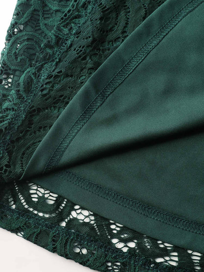 Lace Sheer Flared Sleeve V-Neck Blouse