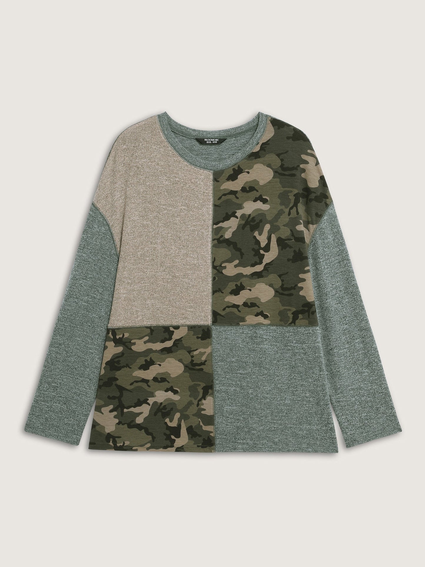 Camouflage Block Print Contrast T-Shirt