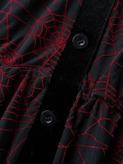 Spiderweb Halloween Flocked Contrast Top