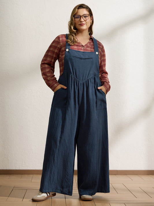 Pure Cotton Adjustable Easy Waist Jumpsuit