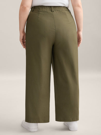 Drawstring Waist Straight-Leg Pants