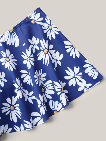 Floral Print Cold-Shoulder Swim Dress