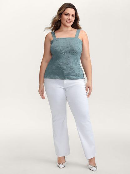 Stretchy Knit Wide Straps Fitted Tank Top