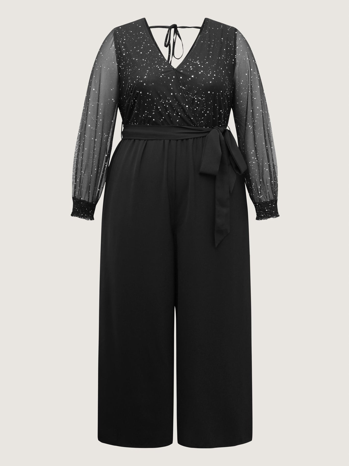 Shimmery Rhinestones Belted Waist Jumpsuit