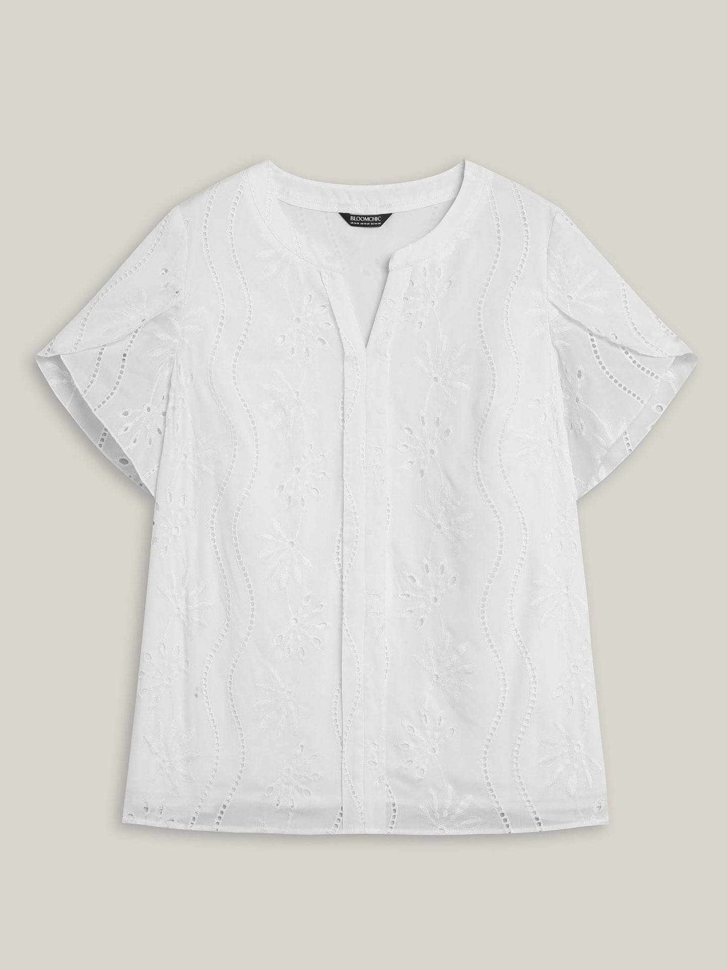 Embroidered Petal Sleeve Sheer Shirt