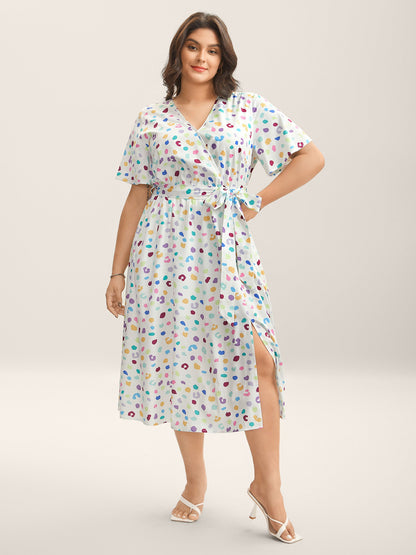 Multi-Color Leopard Print Surplice Midi Dress