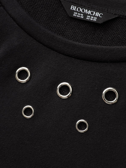 Metallic Loop Detail Relaxed-Fit Sweatshirt