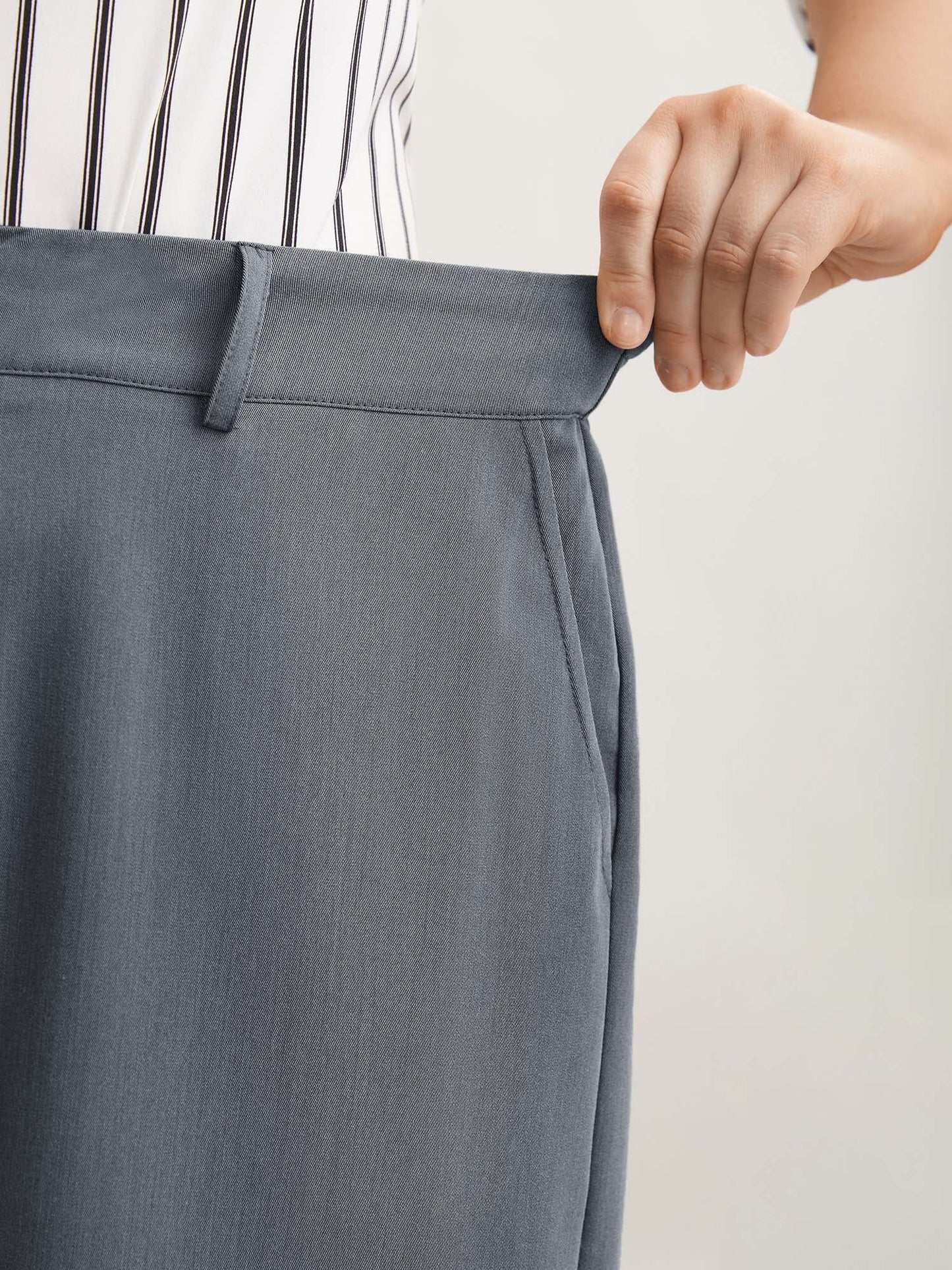 Heathered Stretchy Waist Wide-Leg Pants