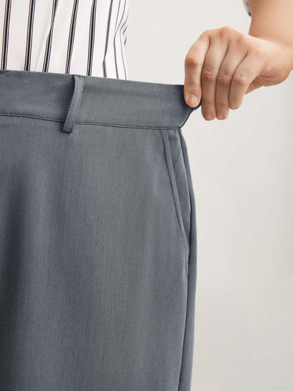 Heathered Stretchy Waist Wide-Leg Pants