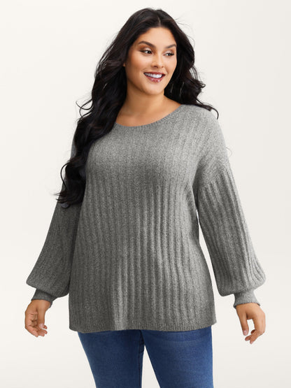 Back Bow-Tie Ribbed Texture Pullover