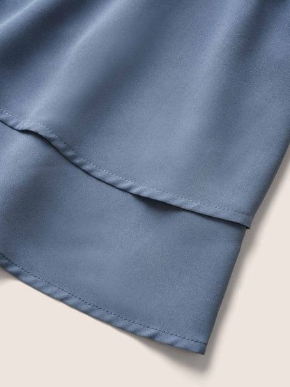 Solid Shirred Ruffle Layered Hem Cami Top