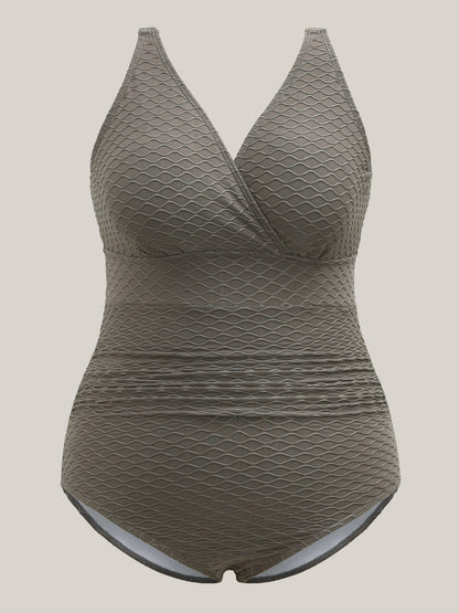 Textured Surplice One-Piece Swimsuit