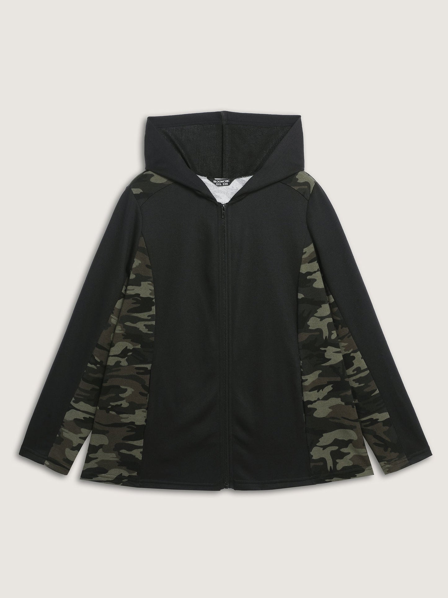 Camouflage Print Contrast Zipper Jacket