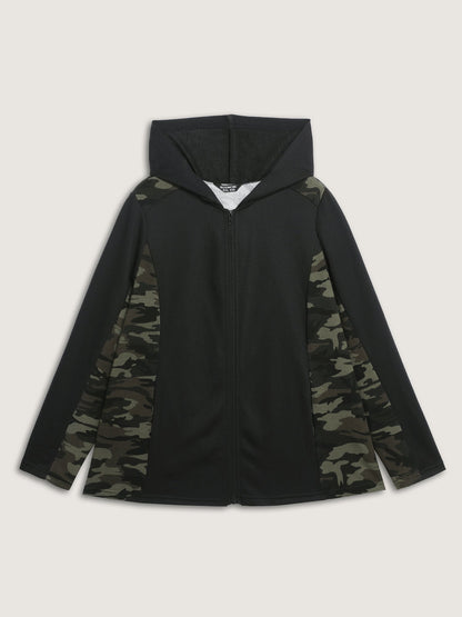 Camouflage Print Contrast Zipper Jacket