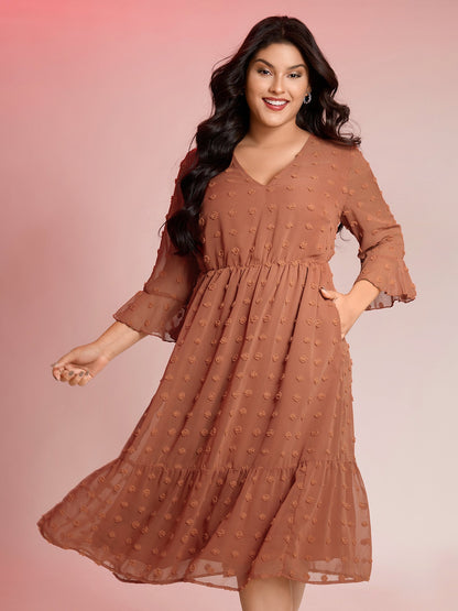 Chiffon Textured Semi Sheer Maxi Dress