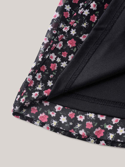 Floral Print Shirred Waist Cinched Shirt