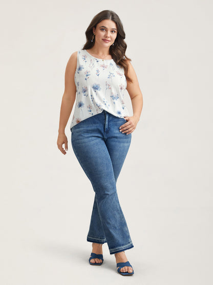 Stretchy Floral Print Fitted Vest