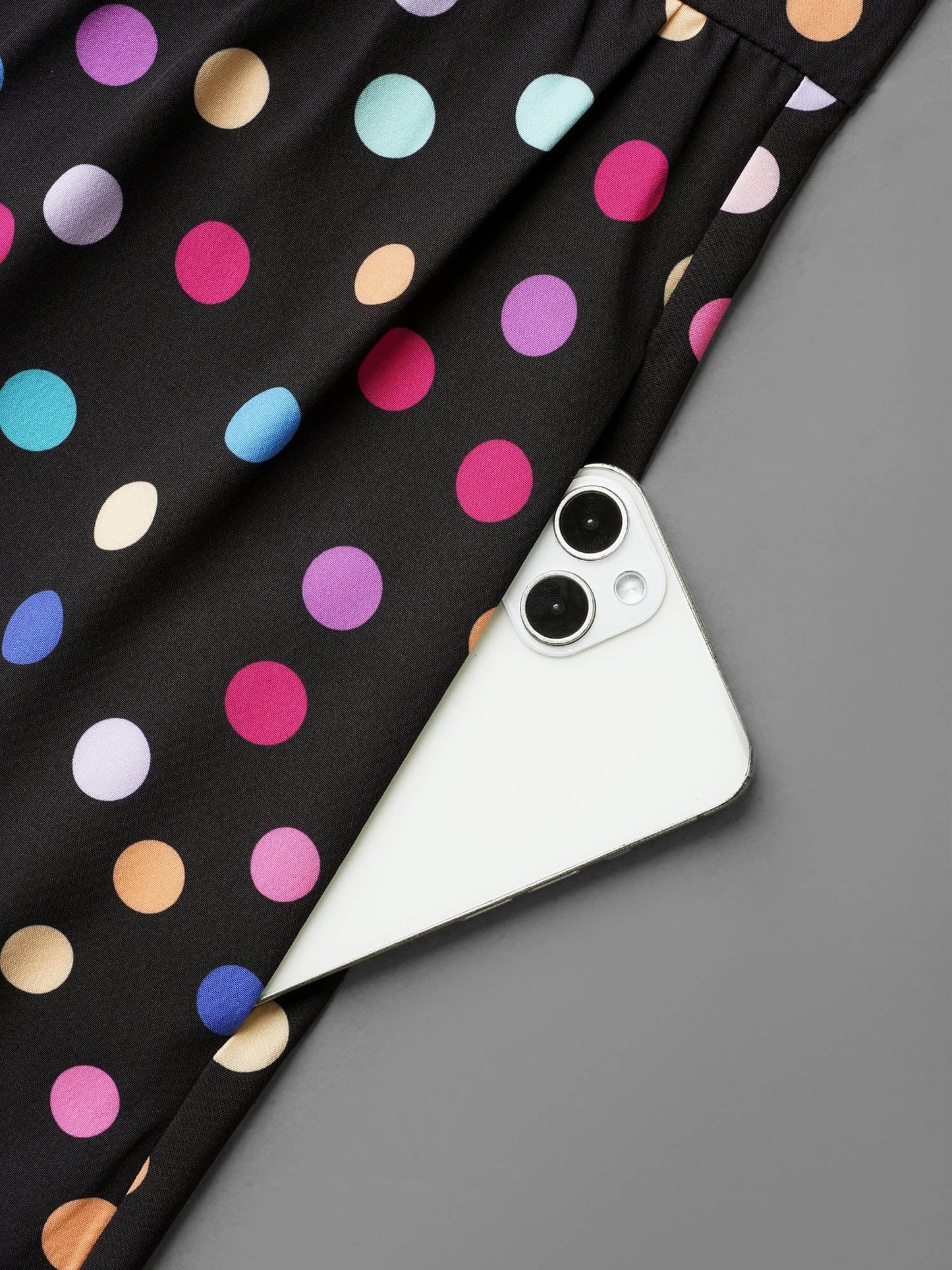 Multi-Color Dots Sweetheart Neckline Midi Dress
