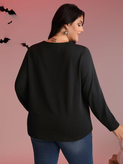 Happy Skeletons Embroidered Sequin Sweatshirt